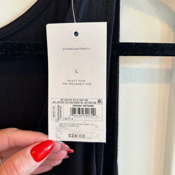 Isabel Maternity Black Sleeveless Peek-A-Boo Midi Dress Size Large Ruched NWT - Picture 5 of 8